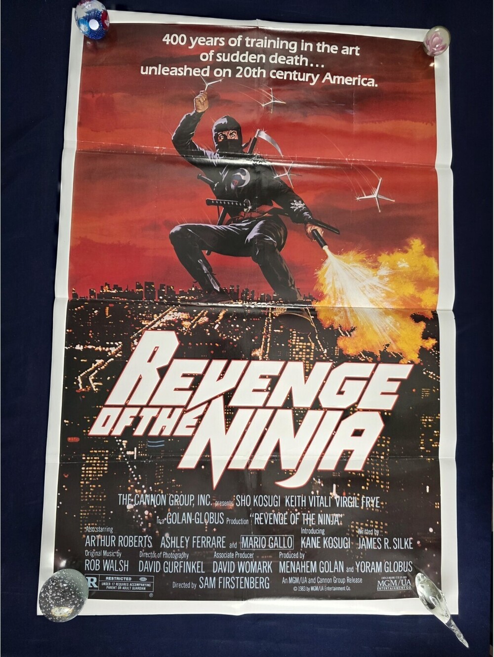 VTG ~ Revenge of the Ninja Authentic Movie Poster  27x41 Theater One Sheet 1983